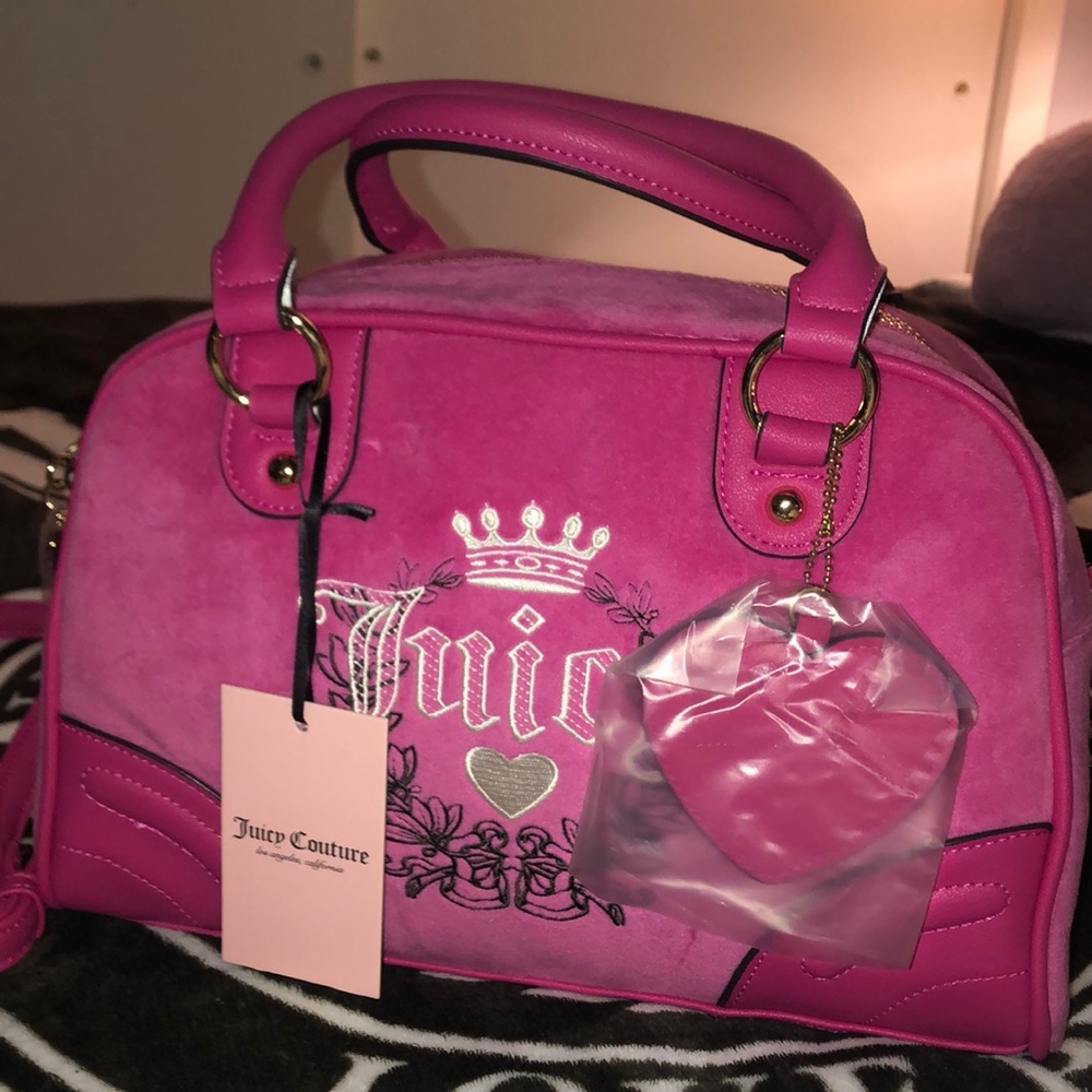 Juicy Couture Free Love Hot Pink Heritage Bowler 💗✨